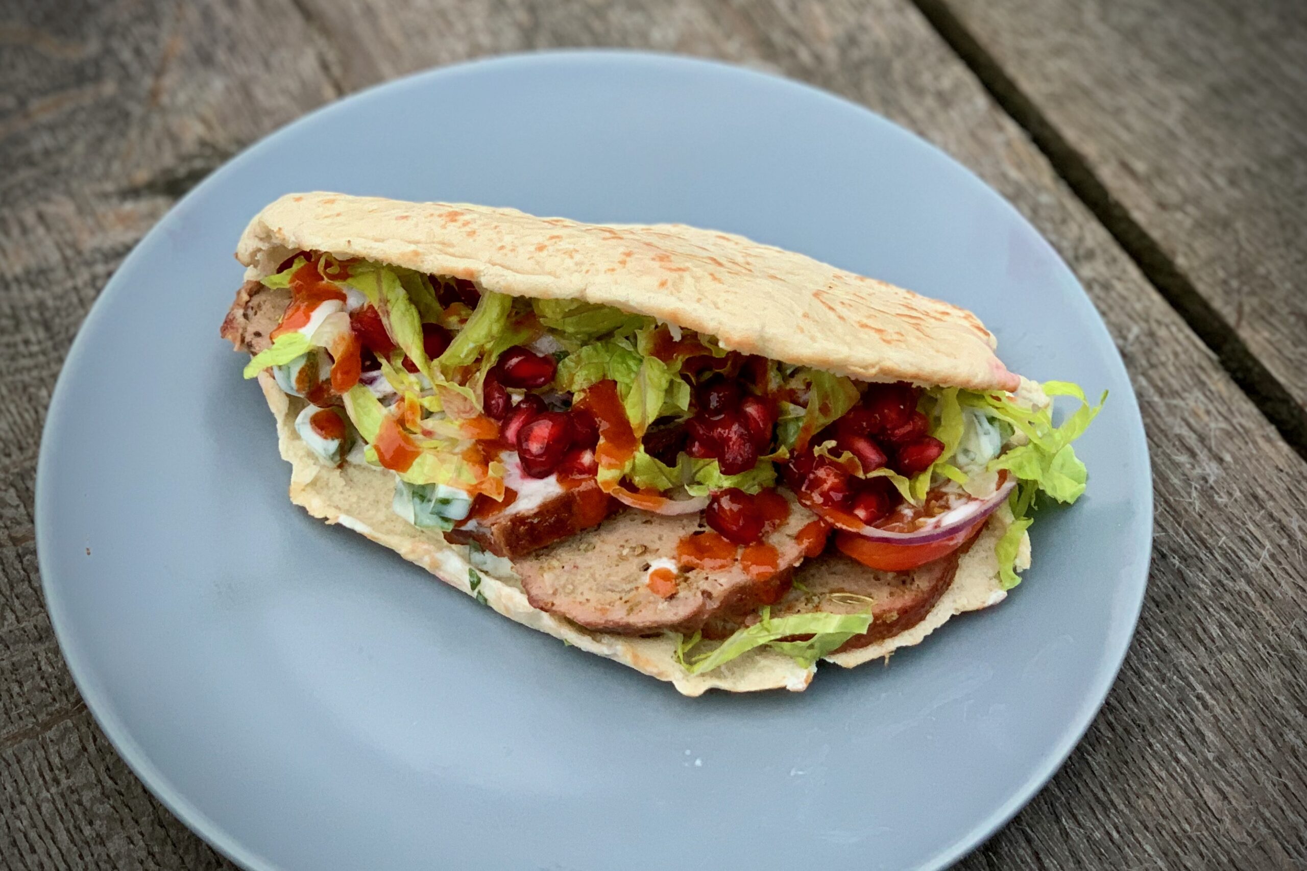 Lamb doner kebab on plate